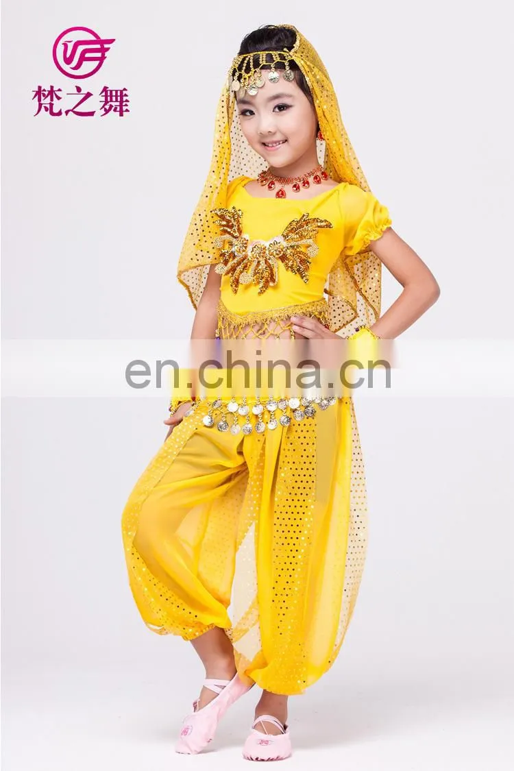 High chiffon gold coins performance belly dance hip scarf for kids Y-2052#