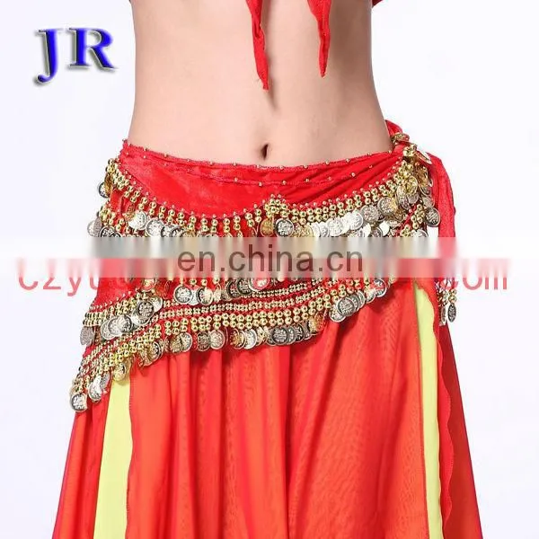Egyptian style professional gold coins velvet belly dance hip scarf Y-2006#