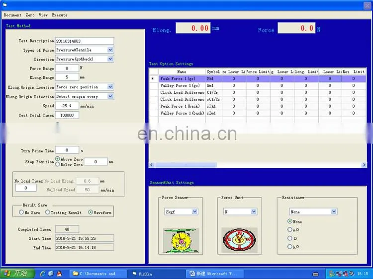Auto Keystroke Button Load Displacement Curve Tester