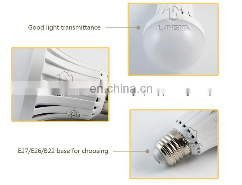 Built-in battery emergency e27 ampoule led lampe rechargeable