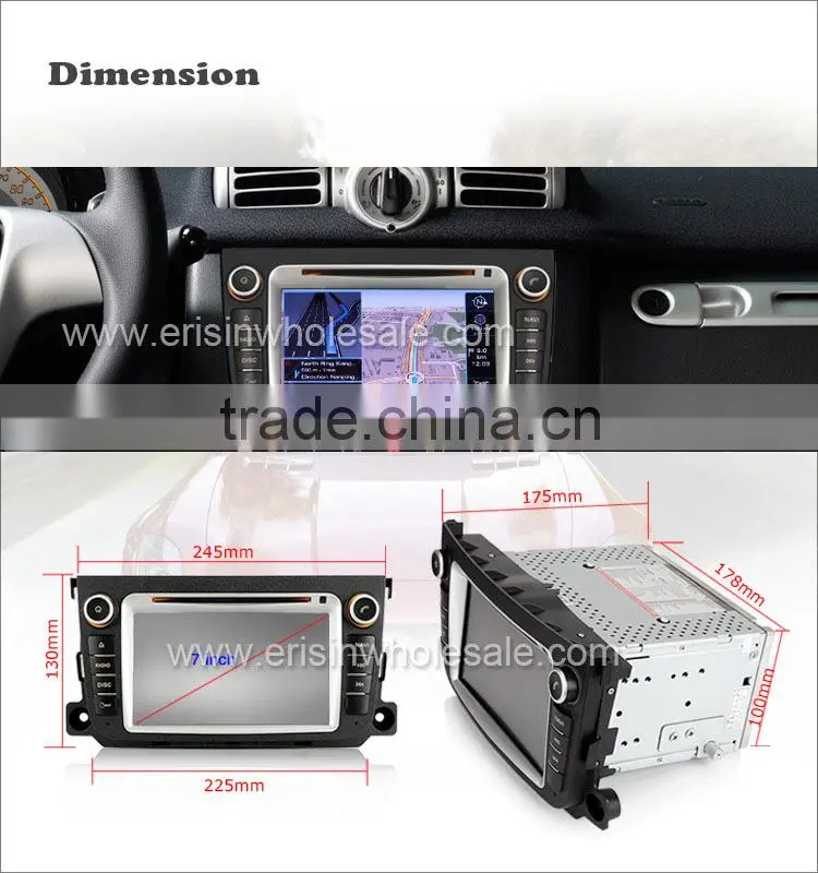 Erisin ES2506B Android 4.4.4 2 Din 7 inch Touch Screen Car DVD Player for Mercedes Smart