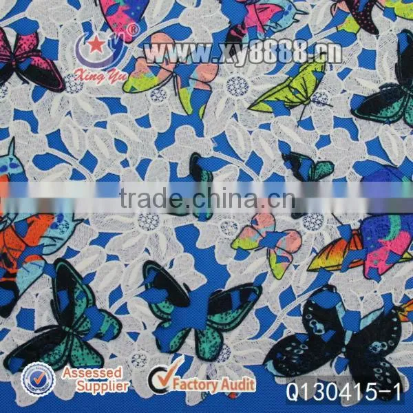 100% poly milk printed chemical lace embroidery fabric