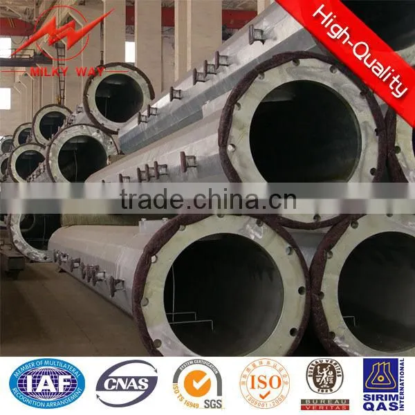 SGS 10m 12KN outdoor galvanized steel mast pole for Africa