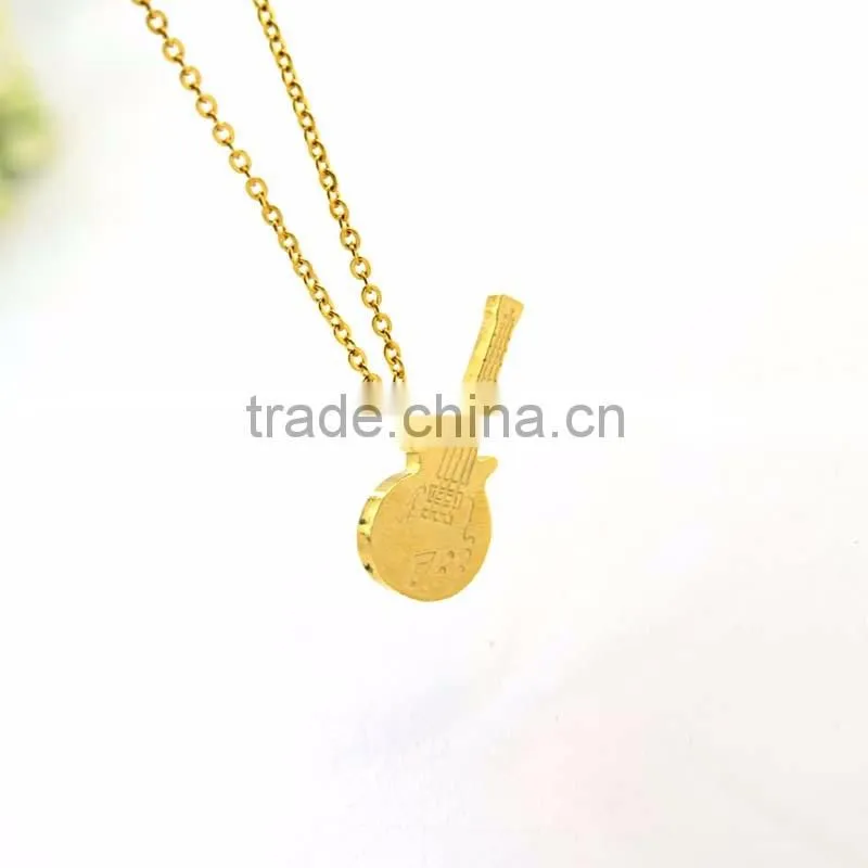 Stainless steel gold necklace designs in 10 grams guitar pendant necklace