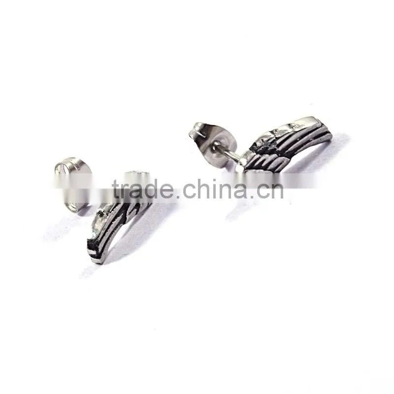 New Design High Quality Angel Wing Earrings Stainless Steel Mens Stud Earrings