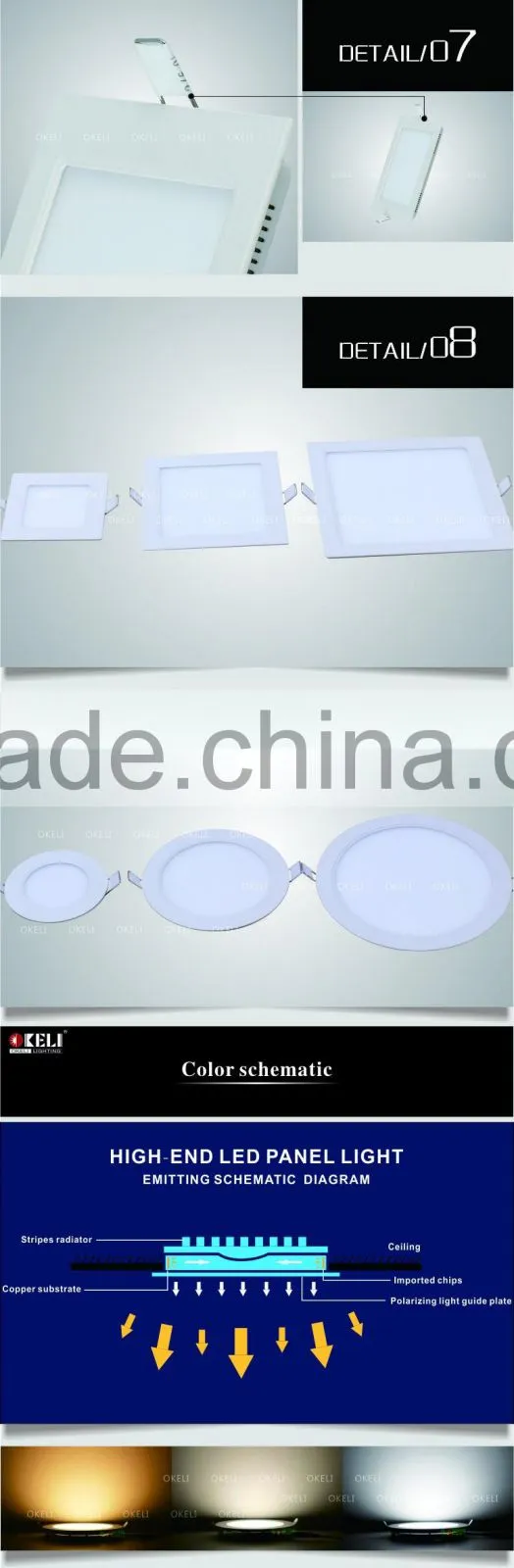 Ultra thin round/square led panel light