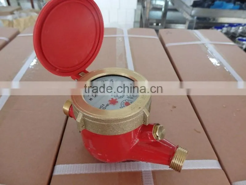 Multi jet vane wheel hot water meter with red body