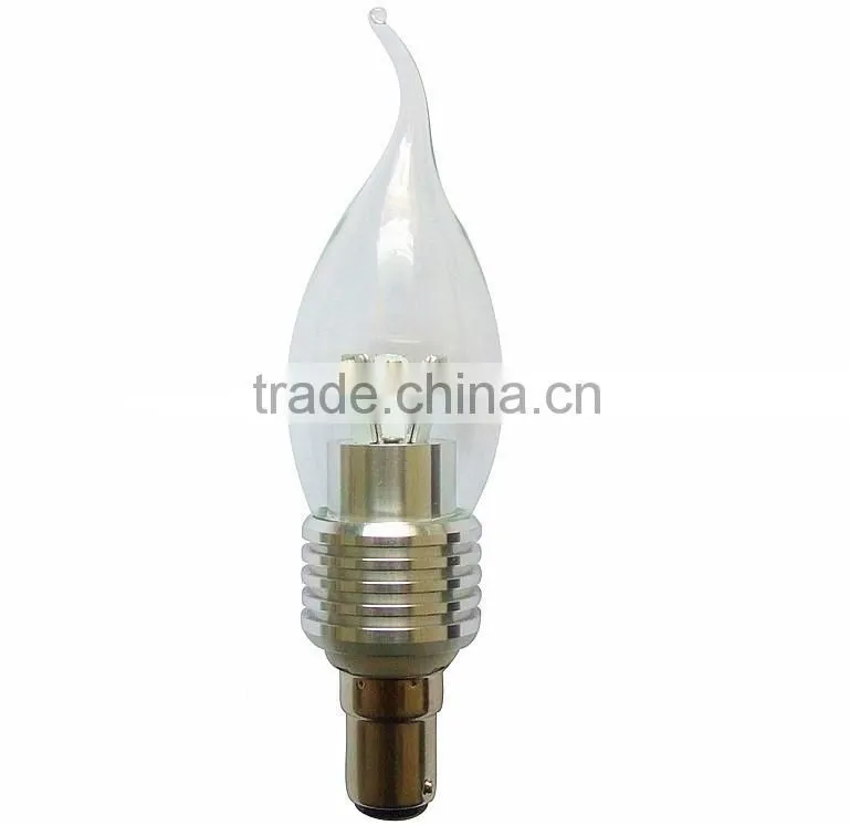 Wholesale high quality dimmable 3w indoor tail candle led bulb light B15 B22 E12 E14 E17 E27