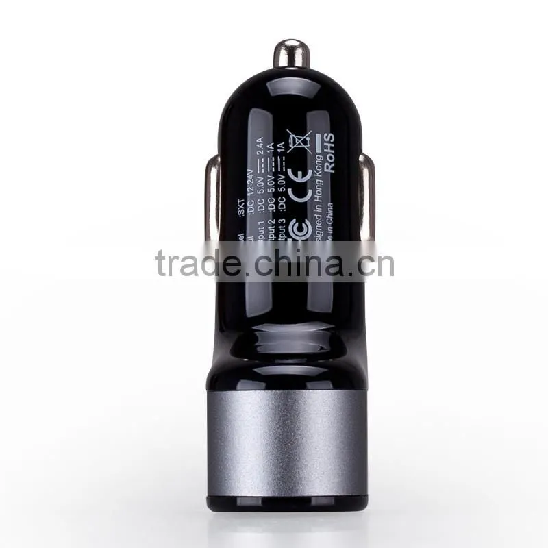 Momax XC Series 2.4A Quick Charging 3 USB Ports Car Charger for iPhone/ Android Mobile Phone Fashion Car Charger MT-5677