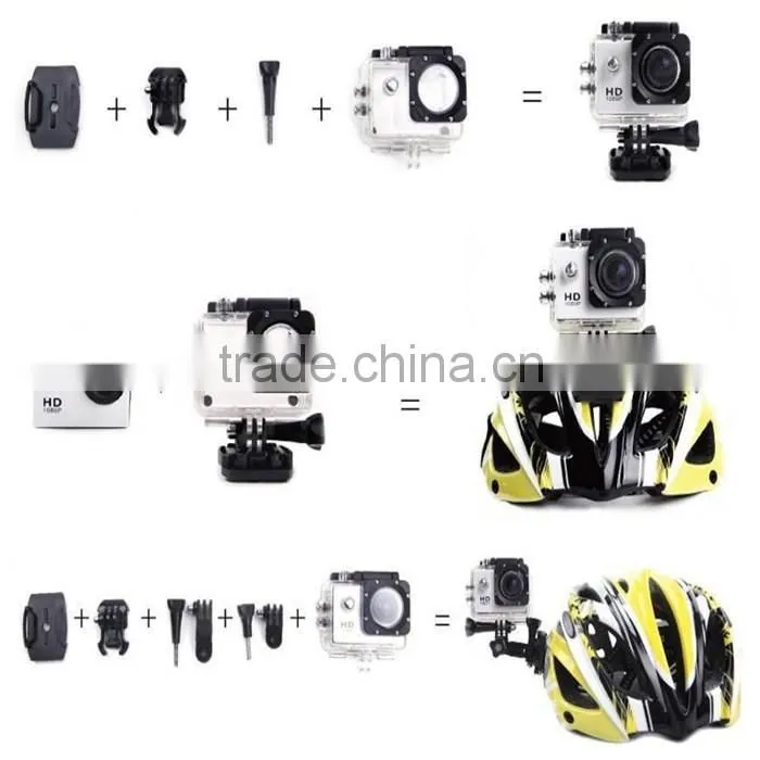 Factory Wholesale Waterproof Full HD 1080p Sport DV Action Camera 12MP 1.5 inch LCD screen 170 degree angle