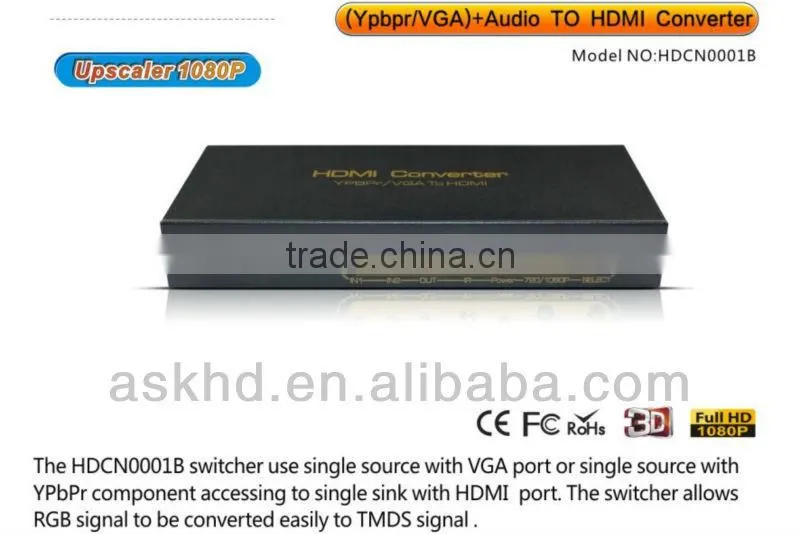 Component RGB YPbPr / VGA to HDMI 720P / 1080P PC to TV Upscaling Converter