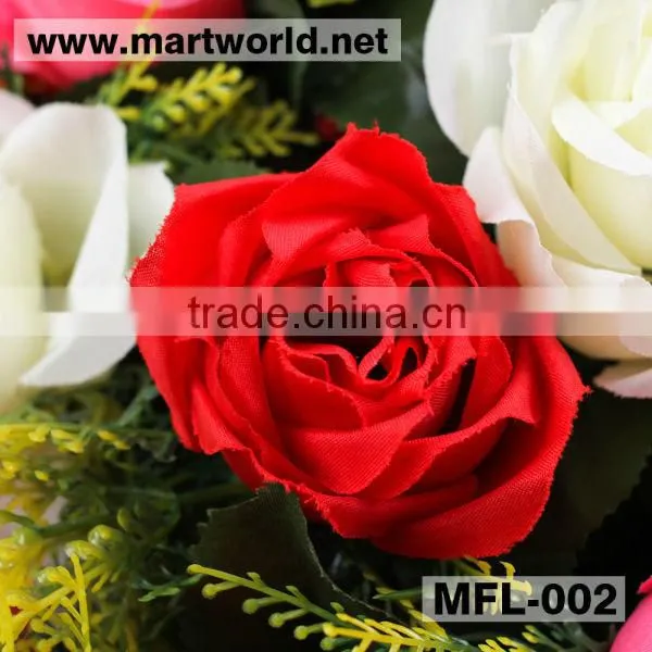 Wholesale artificial flower for home,hotel,wedding events&party; Silk,plastic rose bouquet wedding decoration(MFL-002)