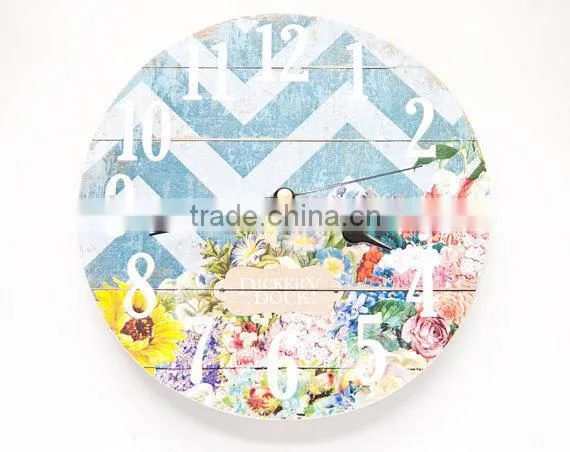 Beautiful design round wood wall clock for home deco
