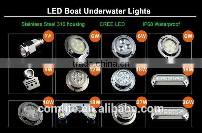 6W IP68 red blue green yellow white underwater LED light for boat