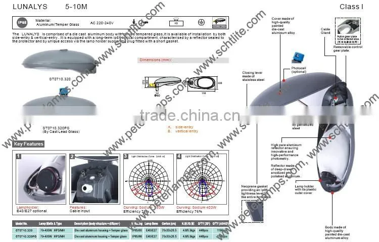 LUNALYS for sale 400w 250w motion sensor street light