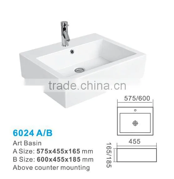 Ceramic Bthroom Sink Square Art Basin