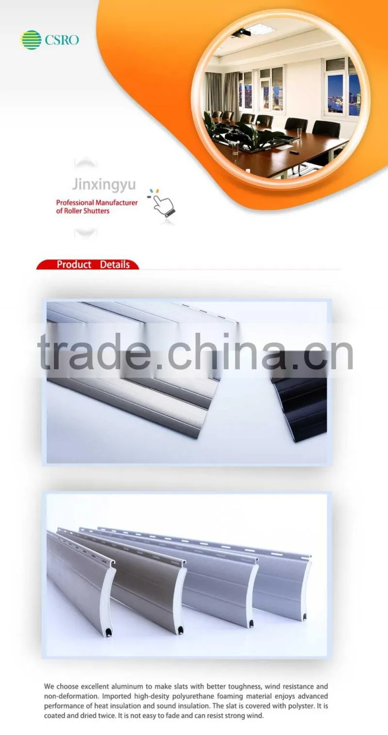 Waterproof roller shutter with used 45mm aluminum insulated slats