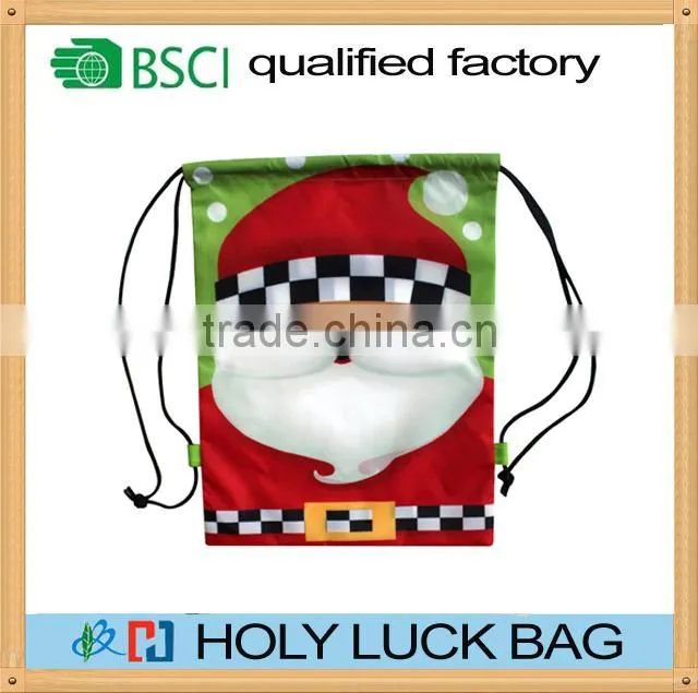 2016 christmas gift nylon polyester drawstring bag rucksack HL-PB044