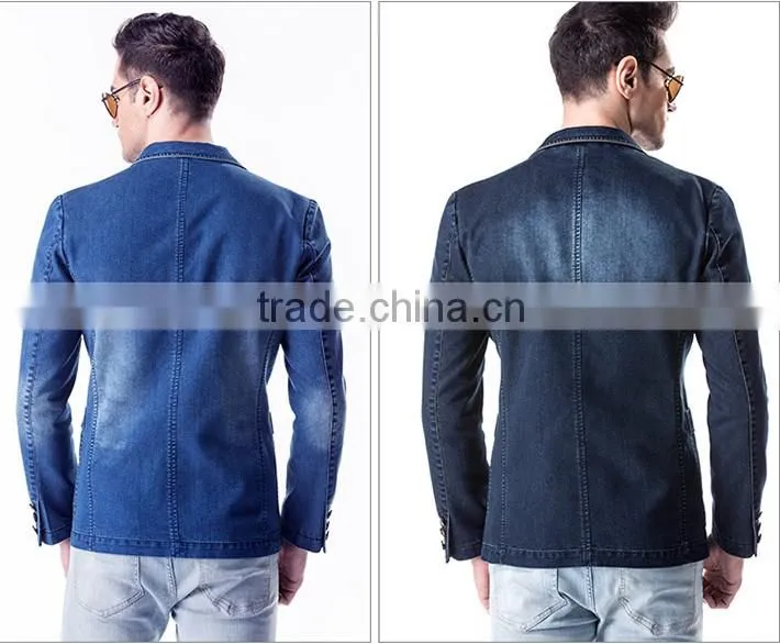 Vogue Blue Men's Fashion Trend Denim Jackets Short Jean Coat with high quality