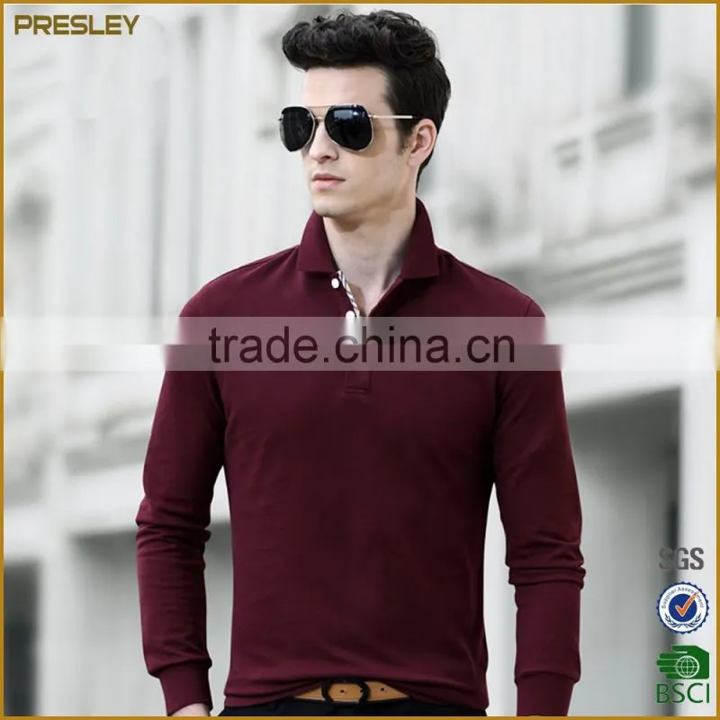 Fashion long sleeve slim polo t-shirt in 220gsm jersey cotton Polo t shirts