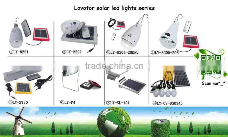 Energy saving lamp rechargeable light bulb with 2w solar panel