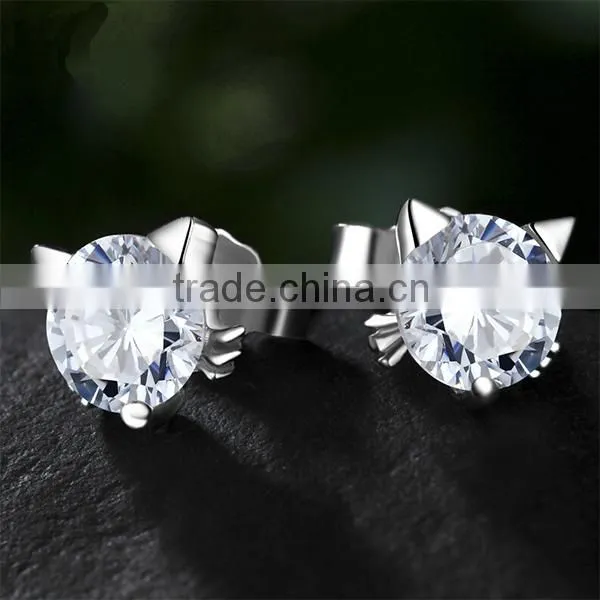 925 silver fashion earring gold plated earring crystal diamond CZ pearl earring