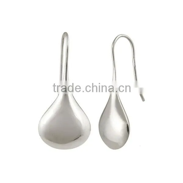 Anti-tarnish 925 Sterling Silver Puffed Teardrop Earrings daily wear earrings