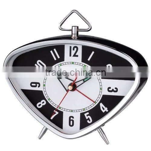 triangle metal case mechanical alarm clock