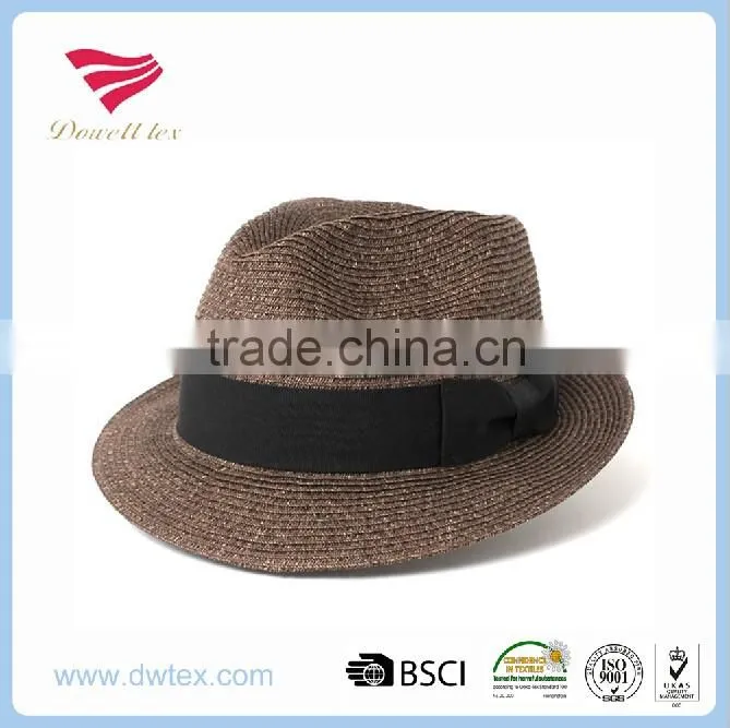 New Arrive Chocolate Color Straw 56 or 58cm Fedora Hats Wholesale