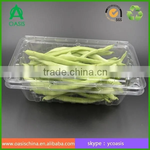 Clear palstic clamshell boxes for vegetable packing pet
