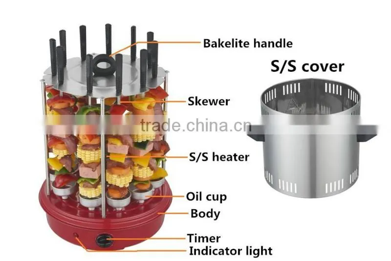 11 Skewers Electric Vertical Kebab Rotating Barbecue BBQ Grill