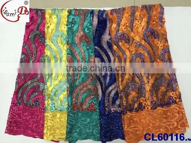 stones&pearl french lace cl60116 with ployeaster material fashionable design for African ladies