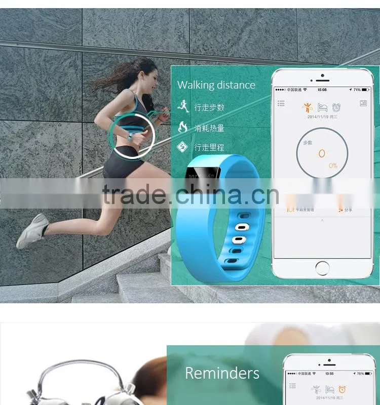 New arrival OLED display backlight silicone smart bracelet pedometer, waterproof bluetooth 4.0 sleep mornitoring wristband