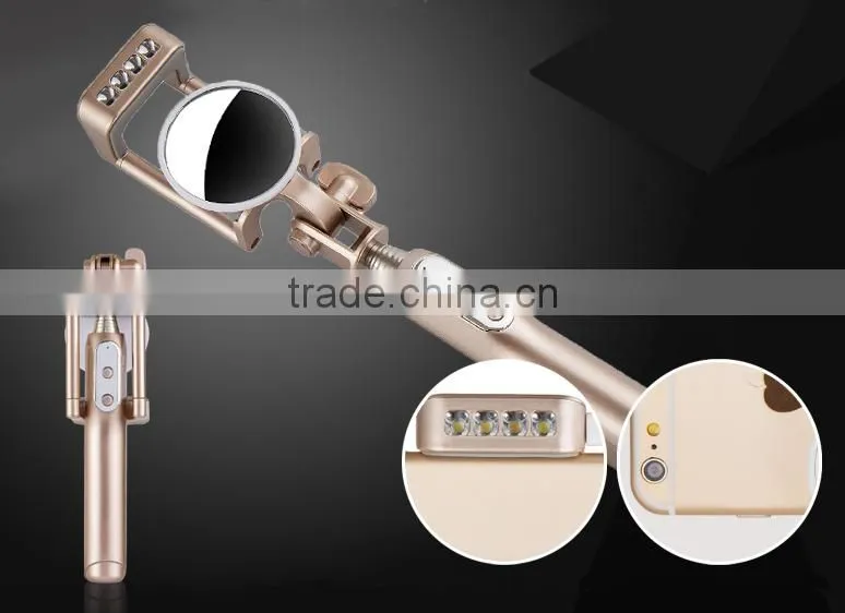 Wholesale colorful foldable selfie stick with bluetooth shutter button