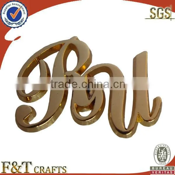 custom shaped 3D gold die cast metal badge