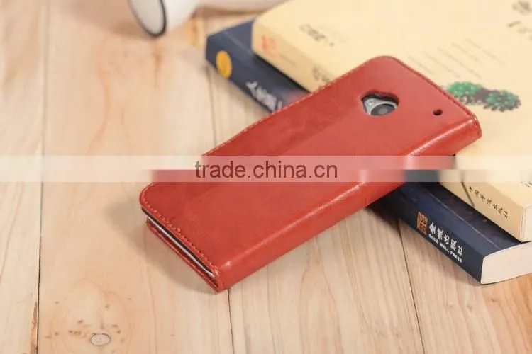 High quality PU card slot leather case For HTC One M7