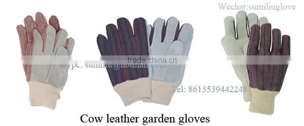 Cut and tear resistance cow skin farm work gloves