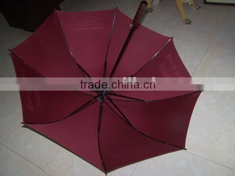 2015 red double fluted ribs wholesale golf umbrella