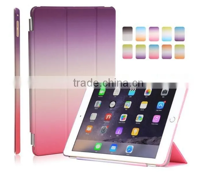 2016 New Arrival For 12.9inch iPad Pro Slim Pu Leather Rainbow Cover With Wake Sleeping