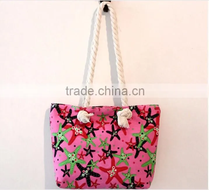 Fashion design stripe beach bag with zipper