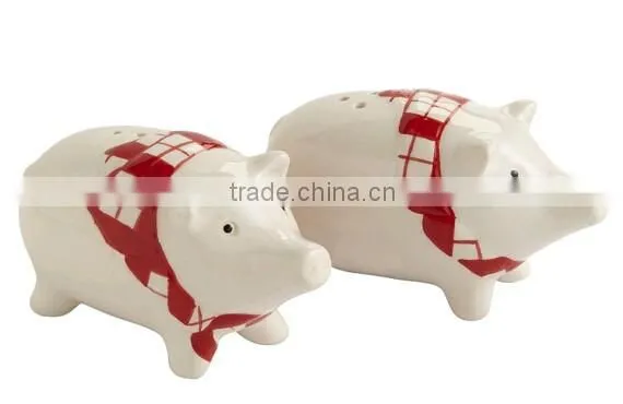 Custom funny Christmas penguin ceramic salt and pepper shaker