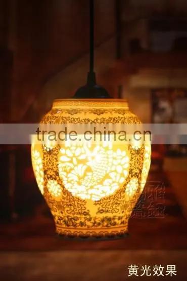 Vintage LED Pendant Light Blue White Porcelain Chandelier Star Jingdezhen Ceramic Loft Coffee Bar Restaurant Kitchen Lights