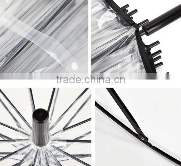 23" 14k Straight Transparent POE Rain Umbrella