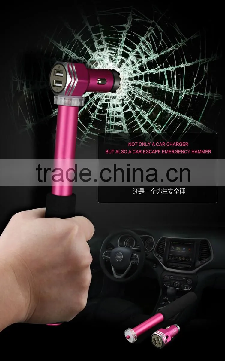Zyiming newest design stainless steel usb car charger 2 port 5V 3.1A dual usb car charger for mobile phone