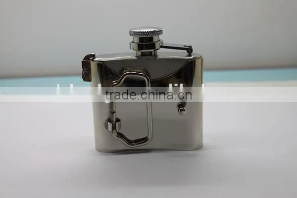 High quality 5oz flask flagon with cigarette case and leather