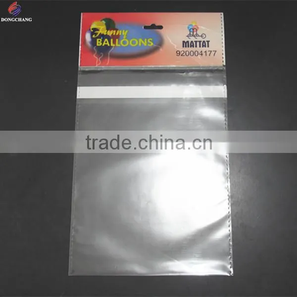 Plastic self adhesive bopp header bag with euro hole and permanent tape