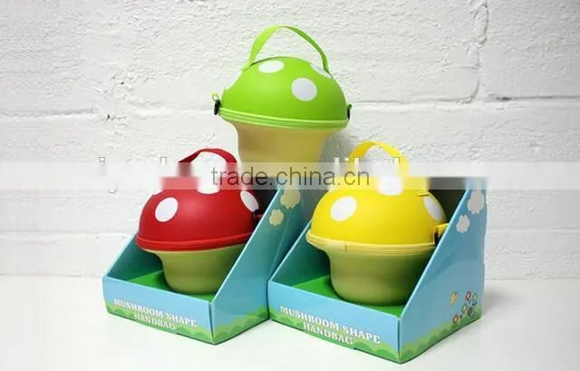New design EVA Green color mushroom shape wholesale handbag/High grade oranger color mushroom handbag for children