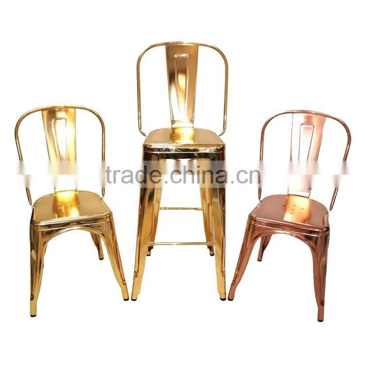 Wholesale Gold Plating bar stool high bar chair metal chair modern