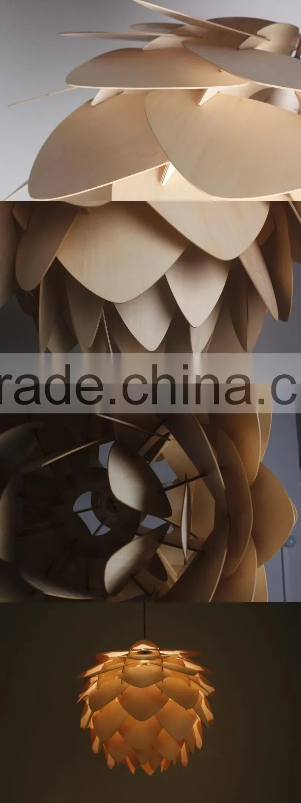 Modern Artichoke Lighting Crimean Pine Cone Wooden Pendant Lamp 403P-B01/02/03