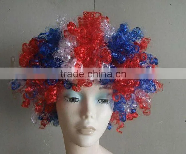 football fan wig blue sports fan wigs flag wig